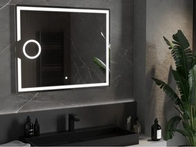 Mexen Onyx, LED fürdoszobai tükör háttérvilágítással és kozmetikai tükörrel 100x80 cm, 6000K, páramentesíto, 9813-100-080-611-00