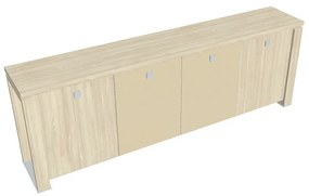 Verno+ S alacsony szekrény 260 x 46 x 90 cm, kombinált ajtó, akác / vanília