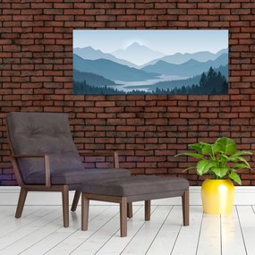 Kép - a hegyek grafikája (120x50 cm)