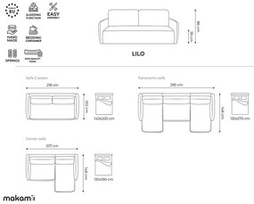 Zöld zsenília kinyitható-tárolóhelyes sarokkanapé (bal oldali-heverő résszel) Lilo – Makamii
