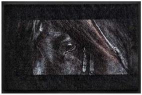 Állatos prémium lábtörlő - fekete ló (Válassz méretet: 100*70)