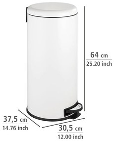 Fehér acél pedálos szemetes 30 l Leman – Wenko