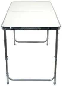 Összecsukható kempingasztal + 4x szék fehér/króm