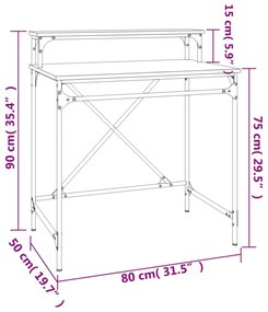 fekete szerelt fa és vas íróasztal 80 x 50 x 90 cm