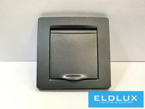 ELDGROUND 2P+F konnektor gyerekvédelemmel csapfedéllel Fekete IP44