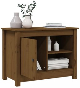 mézbarna tömör fenyőfa TV-szekrény 70 x 36,5 x 52 cm