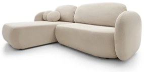 L alakú, balos OLBIA kihúzható ülőgarnitúra tárolóhellyel, bézs