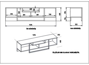 TV asztal/Szekrény Aslana 150 (fehér + fekete + tölgy) . 1101385