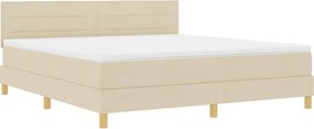 vidaXL LED Box Spring Ágy matracmal leddel Krém 180 x 200 cm szövet