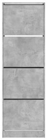 betonszürke cipőszekrény 4 kihajtható fiókkal 60x34x187,5 cm
