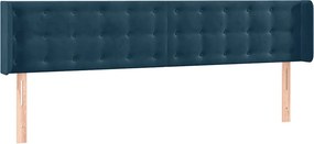 vidaXL sötétkék bársony szárnyas fejtámla 203x16x78/88 cm