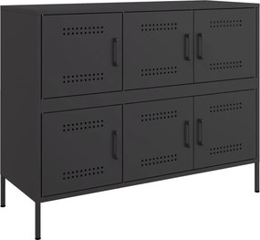 vidaXL fekete acél tálalószekrény 100,5 x 39 x 79 cm