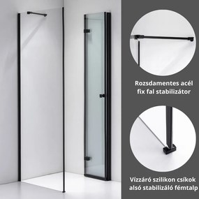 Stuxi Verona Black 120x120 cm szögletes csuklóajtós zuhanykabin, 6 mm vízlepergető üveggel, fekete elemekkel