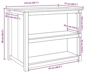 Panama tömör fenyőfa konyhasziget 112 x 77 x 90 cm