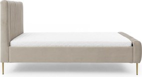 Nicole franciaágy 160x200 arany lábakkal - bézs Velluto 2 bársony