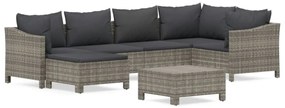vidaXL 7 részes szürke polyrattan kerti ülőgarnitúra párnákkal