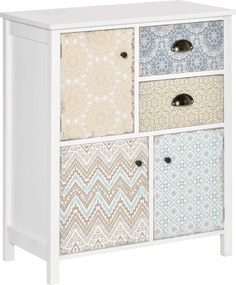 HOMCOM Fiókos Szekrény 2 Fiókkal és 3 Mintás Előlapú Rekesszel, 68x34x80 cm | Aosom