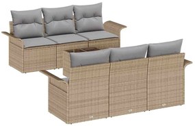 vidaXL Kerti Kanapé Szett párnával 7 pcs Bézs polirattan