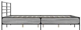 szürke sonoma szerelt fa és fém ágykeret 200 x 200 cm