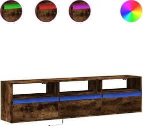 vidaXL füstös tölgy falra szerelhető TV-szekrény LED-del 180x31x45cm