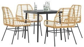 vidaXL 5 észes barna polyrattan üveg kerti étkezőgarnitúra párnával