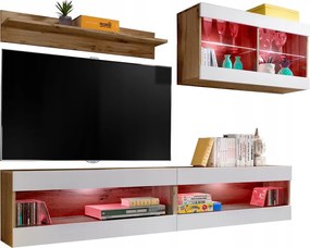 Rtv bútor szett Tivoli SET6 Wotan tölgy/Fehér, Rgb Led