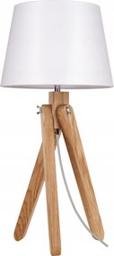 Éjjeli Asztali Lámpa Fa Díszítéssel, Búrával Fehér E27 Led