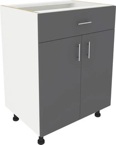 Benita 1 fiókos 2 ajtós Alsó konyhaszekrény Antracit-Fehér 60x50x80 cm