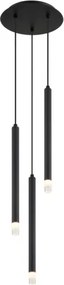 Globo 15629-3 Függeszték fém fekete matt, akril szaténozott, átlátszó, fekete PVC kábel, ø: 240mm, M: 1200mm, 3x G9 LED 4W 230V izzók nélkül