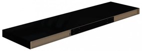 magasfényű fekete MDF lebegő fali polc 90 x 23,5 x 3,8 cm