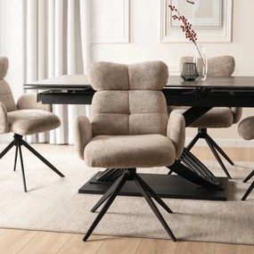 Forgószék bézs színben, bouclé kárpittal ALVARO