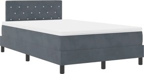 vidaXL LED Box Spring Ágy matracmal Sötétszürke 120 x 190 cm Bársony