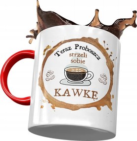 Piros bögre a plébánosnak, fényképes nyomott mintás kávéval