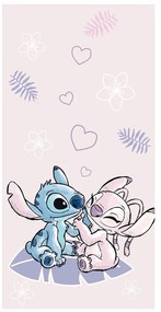 Rózsaszín pamut gyerek fürdőlepedő 70x140 cm Lilo and Stitch "Pink" – Jerry Fabrics