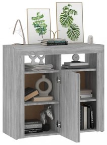 szürke sonoma tálalószekrény LED-világítással 80 x 35 x 75 cm