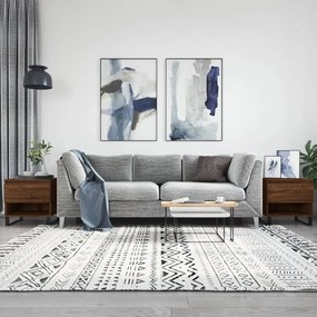 2 db barna tölgy szerelt fa dohányzóasztal 50 x 46 x 50 cm