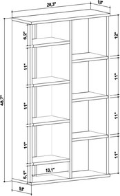 Polcos tároló könyvespolc 72x25x124cm szürke KH14-2