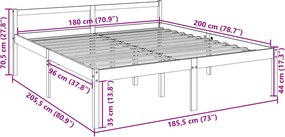 Super King Size fehér tömör fenyőfa ágy időseknek 180 x 200 cm