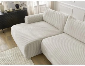Krémszínű kordbársony kinyitható sarokkanapé (bal oldali) Lucien – Bobochic Paris