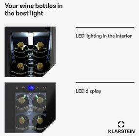 Klarstein Shiraz 18 Slim Uno, borhűtő, 18 palack, 5 - 18 °C, érintésvezérlés