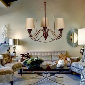 Láncos csillár CLASSIC 3xE14/40W/230V bronz/bézs