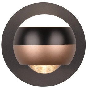 Fekete-rézszínű LED fali lámpa ø 10 cm Orbit – Trio Select