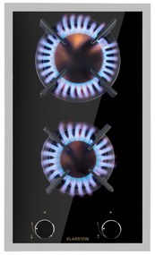 Klarstein Goldflame 2, gázfőzőlap, 2 Messing égő, üvegkerámia
