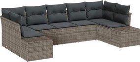 vidaXL Kerti Kanapé Szett párnával 7 pcs Szürke polirattan