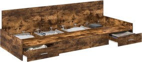 vidaXL Ágykeret fejtámlával fiókkal Füstölt tölgy 70 x 190 cm Faanyag