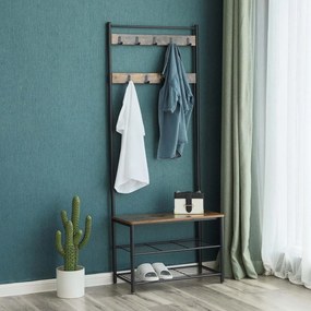 Fém előszoba fal TAYLOR 72x175 cm, fekete/rusztikus barna