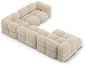 Bézs bársony sarokkanapé (jobb oldali-U alakú) Loretto – Cosmopolitan Design