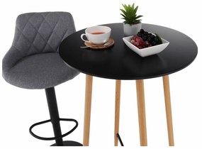 Bárasztal, fekete/tölgy, átmérő 60 cm, IMAM