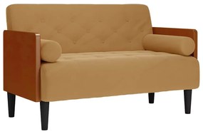 barna bársony loveseat kanapé párnákkal 110 cm