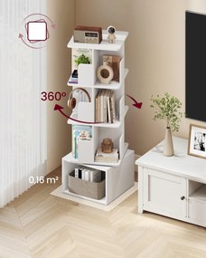 CUSTOS forgatható könyvespolc, 4 szintes tárolószekrény, felhőfehér